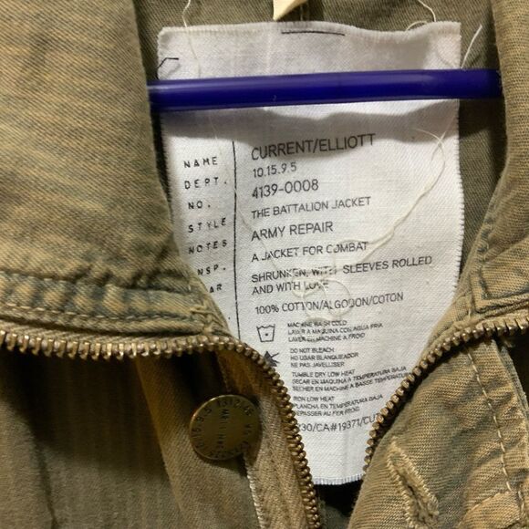 Current Elliott The Batallion Jacket army repair Green Distressed sz 2 - Picture 6 of 14